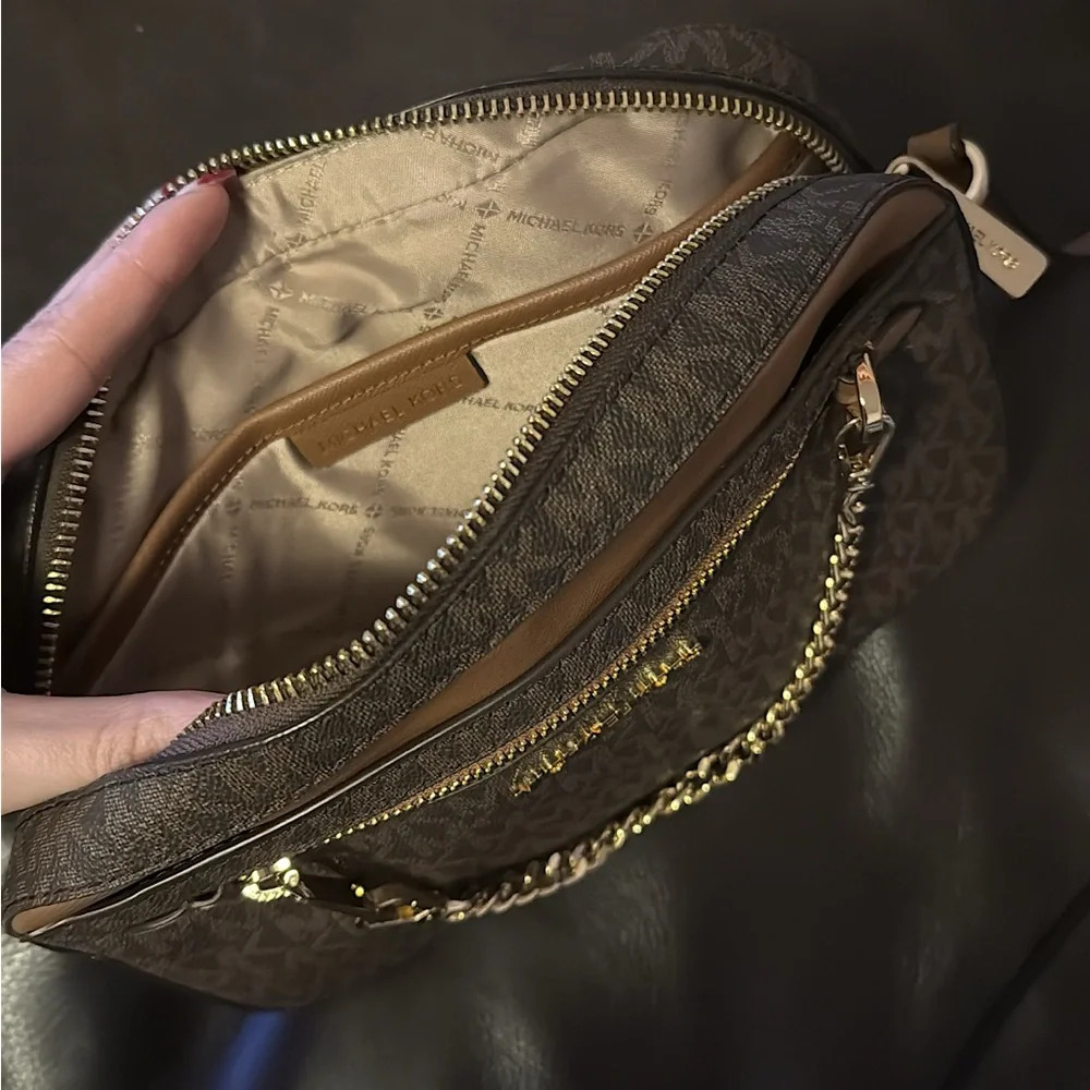 Michael Kors Brown Zip Chain Crossbody Bag - Picture 4 of 5